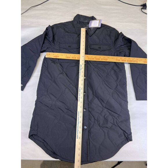 Love Tree Jacket Black Quilted Snap Button Long Line Womens Medium New with Tags - Picture 7 of 7